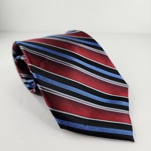 PLATINUM DESIGNS Red &Blue Stripe Silk Tie.